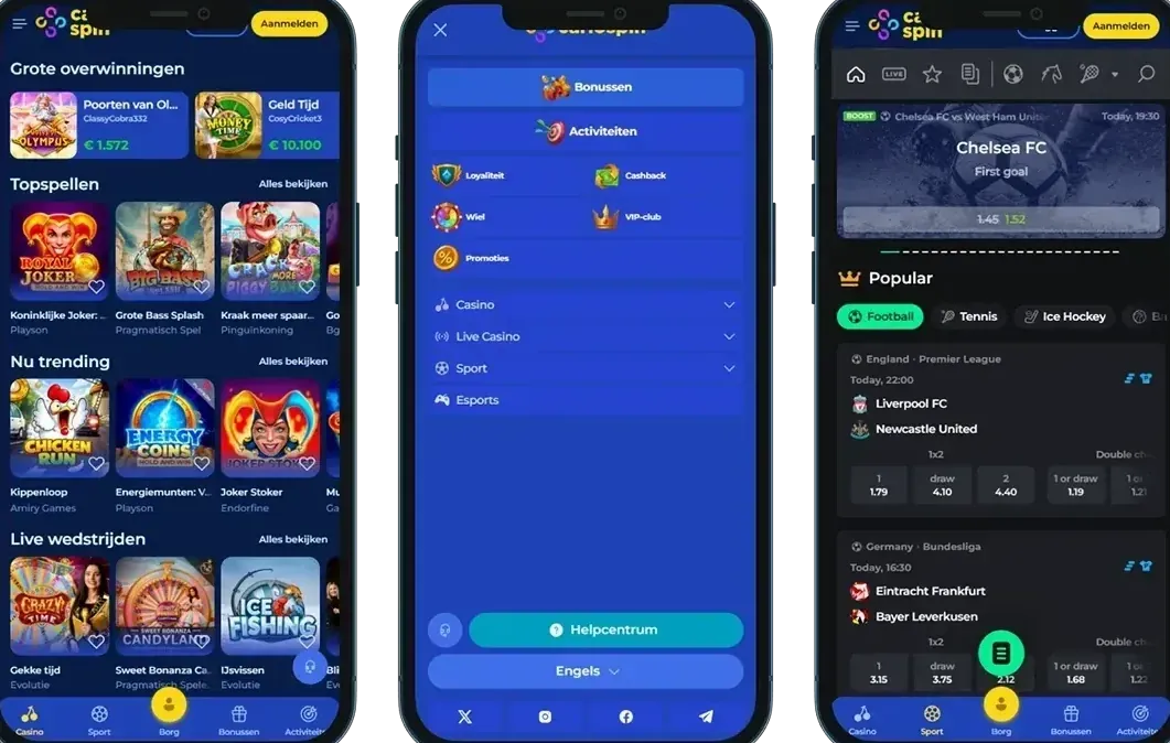 Carlospin mobiel spelen via PWA op iOS en Android zonder native app